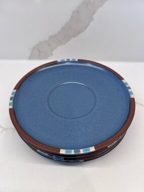 Dansk Mesa Sky Blue Saucers Set Of 4 Vintage 1990s Japan Stoneware